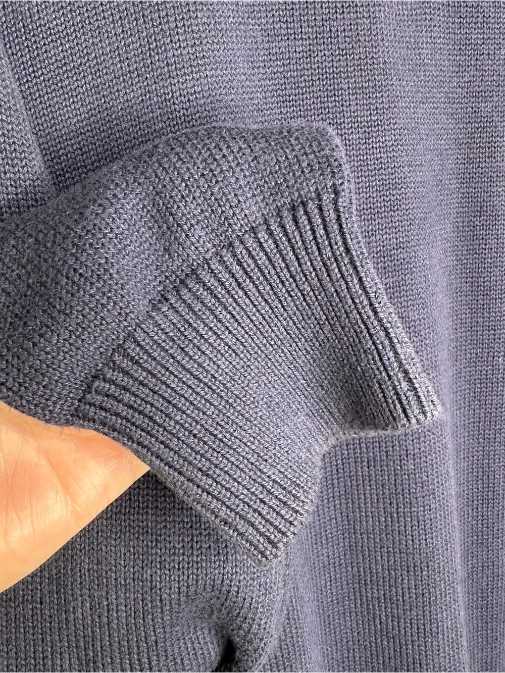 J.Crew Mens Cotton Cashmere Quarter Zip Sweater Navy Blue Slim Fit Medium